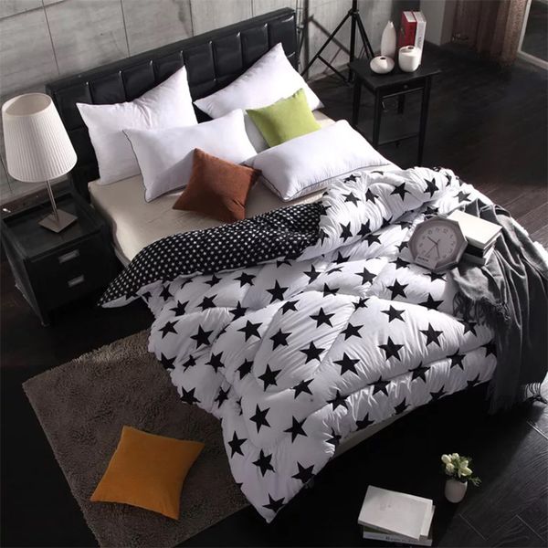 

thick warm winter quilt fashion black white quilt wedding student full size comforter color matching feather velvet