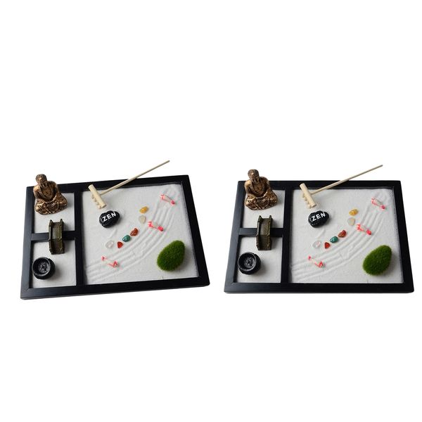 

2pcs wooden zen sand box mini desksandbox garden office decor ornaments