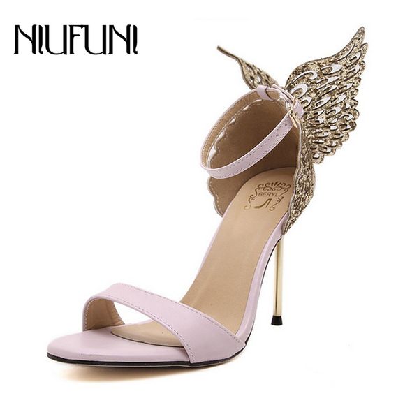 

niufuni 2020 sweet women sandals butterfly thin high heels shoes woman summer lady pumps open toe party wedding shoes y200702, Black