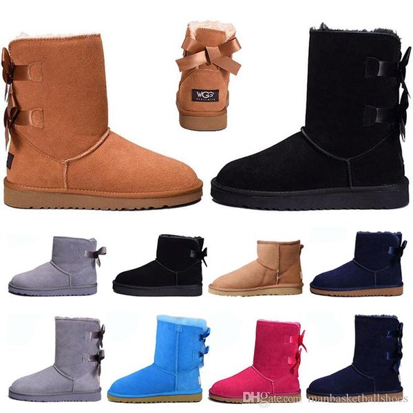 

winter snow boots for women designer australia womens short bow boots ankle knee bow girl pink black mini bailey boot 36-41