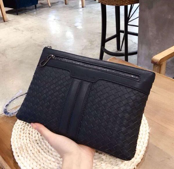 

дизайнерская мужская сумочка тканая сумка для запястья бизнес кожа мода рука конверт сумка мода тканая кожа мужская плечо