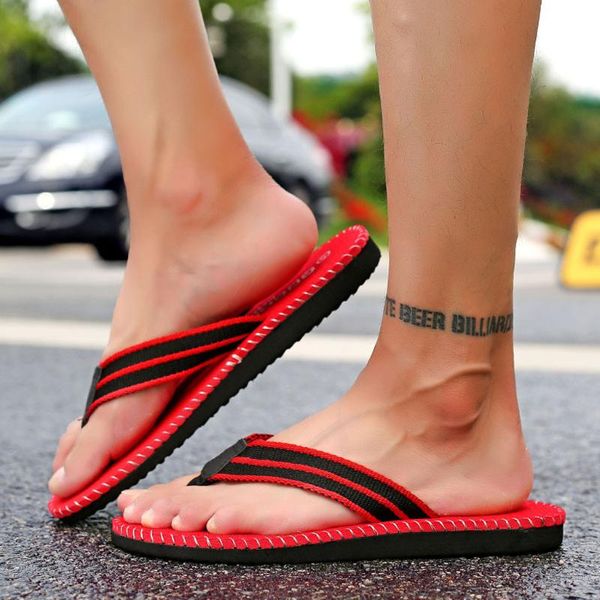 

flip flops men beach open toe non-slip slippers men outdoor clip -on shoes flats zapatos de hombre casual slippers man, Black