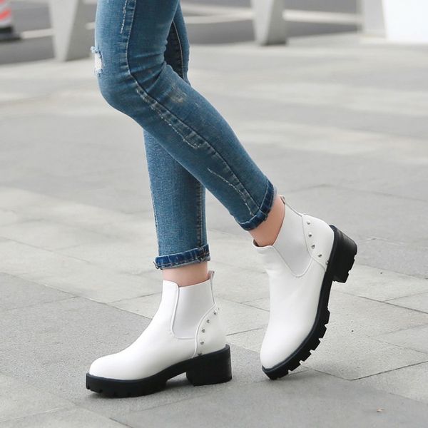 

big size 9 10 11-13 boots women shoes ankle boots for women ladies shoes woman winter liuding elastic belt splicing sleeve, Black