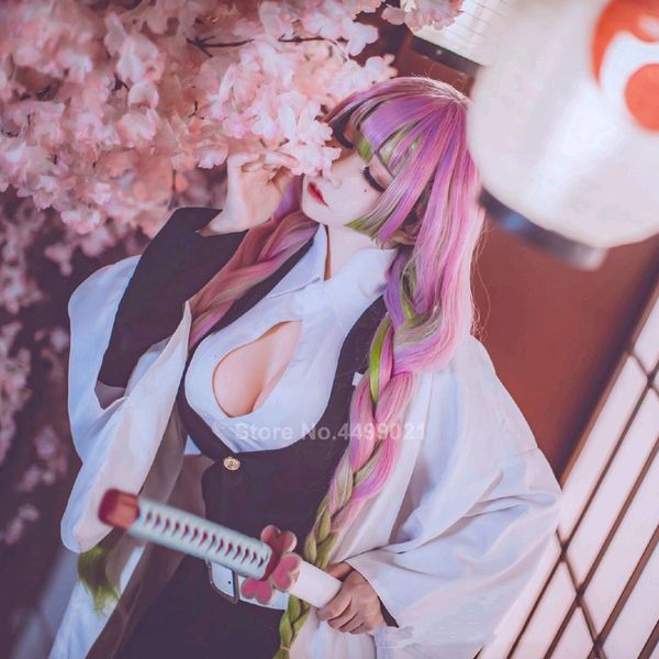 

demon slayer аниме косплей карнавал halloween party kanroji mitsuri сексуальной одежда женщины японский хаори yukata гет башмаки, Blue