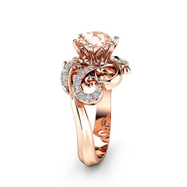 

european fashion retro rose gold color flower ring for women elegant charming finger ring wedding engagement jewelry dropship, Golden;silver