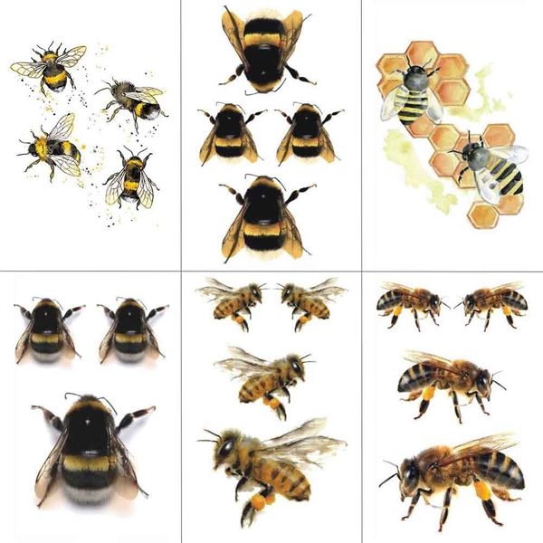 

bee temporary tattoo sticker watercolor tattoos for women fashion body art child girls hand fake tatoo 9.8x6cm a-336