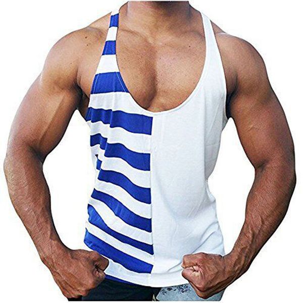 

brand new patchwork mens tank cotton men bodybuilding shirts plus size mens singlet fitness sportswear running vests, Black;blue
