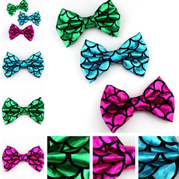

new cute and beautiful handmade baby hair accessories mermaid bronzing bow 4 inch children's headwear material hair jewelry t7c5021, Slivery;white