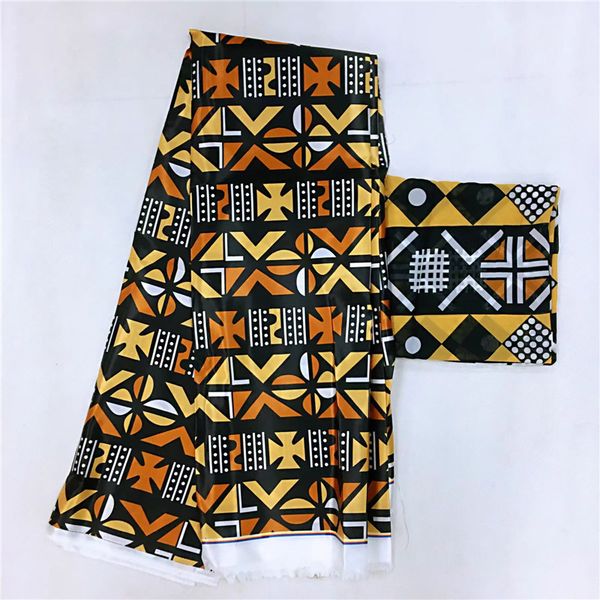 

soft silk satin fabric 4.5*1.48m ankara wax print style fashion new african lace material textile for sewing tj052603, Black;white