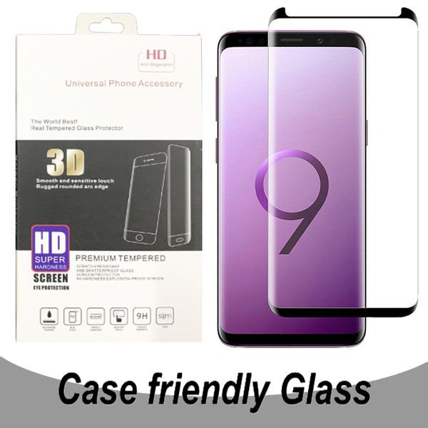 

for samsung galaxy s10 s8 s9 note 10 plus note 8 9 screen protector 9h 3d curved glass protective tempered glass friendly case