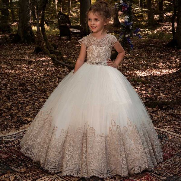 

girl's dresses flower girl beading sash ball gowns lace appliques floor length girls princess elegant wedding pageant dresse, Red;yellow
