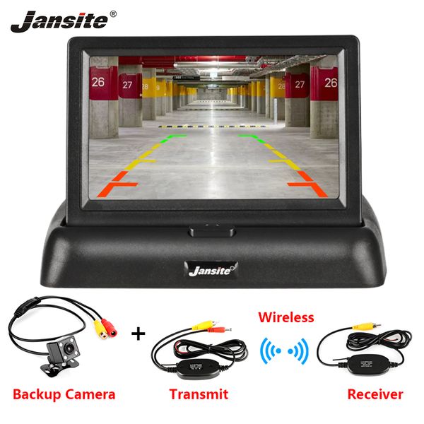 

jansite 4.3" foldable car monitor tft lcd display cameras reverse camera parking system for vehicle rearview monitors ntsc pal