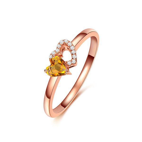 

r447 роскошные кольца ювелирные изделия женский новый стиль розовое золото кольца для женщин шампанское золото хрустальное сердце девушки лю, Silver