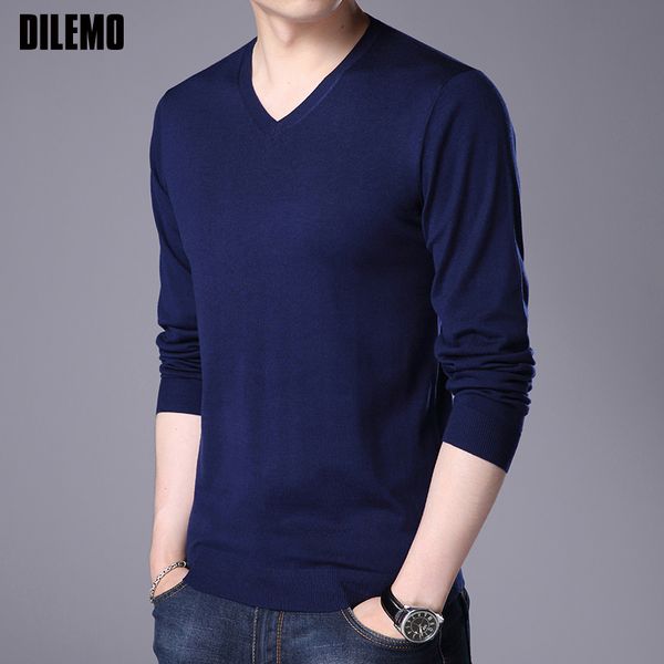

2018 new fashion brand sweaters man pullovers v neck slim fit jumpers knitwear wool autumn korean style casual mens clothes, White;black