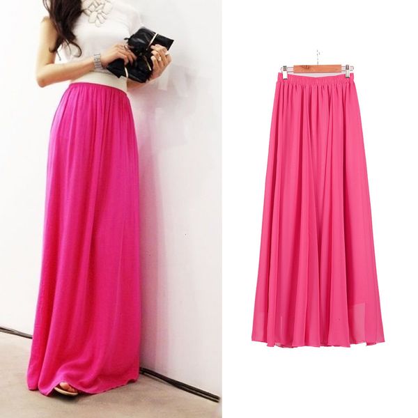

women skirts long skirt 2019 women maxi skirt two layer boho high wasit women long chiffon skirt saias floor length white, Black