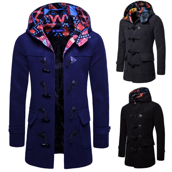 

fashion overcoat new solid trench coat men trench coat men size clothes solid winter good quality double breasted long sleeve, Black