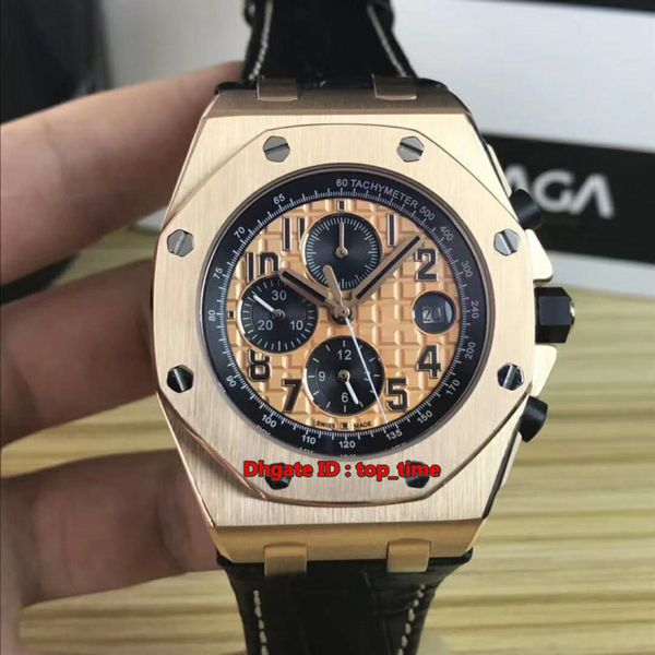 

new 6 style watch 42mm date rose gold automatic mens watch 26470or roes gold dial leather strap gents watches, Slivery;brown