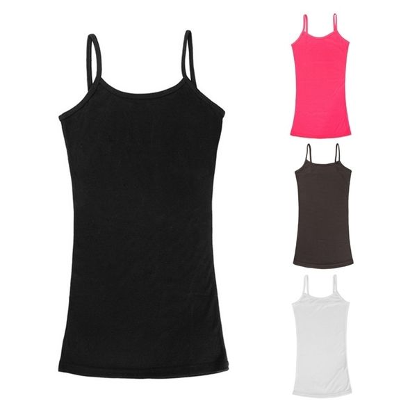 

womens fashion tank spaghetti strap vest women summer elastic slim sleeveless casual camis candy color tank sleeveless, White