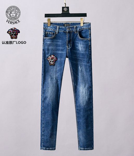 

medusa men counters classic jeans designer brand comfortable pants fashions couple luxury classic pants trend quality embroidery trousers, Blue