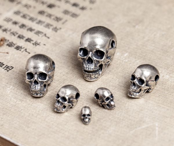 

925 sterling silver thai men's skull oxidized charm pendant diy accessory (without chain) a3394