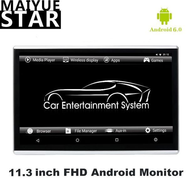 

11,6-дюймовый android 6,0 ​​подголовник монитор hd 1080p видео сенсорный экран wifi / bluetooth / usb sd hdmi fm mp5 video player