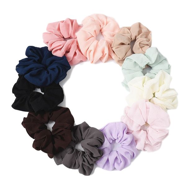 

10 pcs/lot soft chiffon velvet satin hair scrunchie floral grip loop holder stretchy hair band leopard women accessories