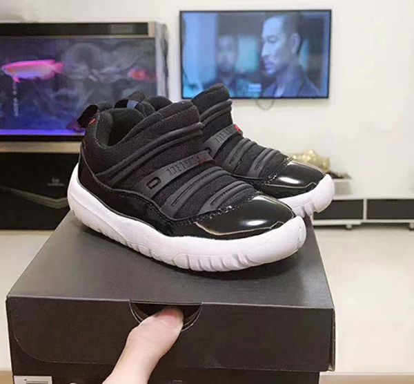 

дети 11 little flex 11s space jam bred concord тренажерный зал красные баскетбольные ботинки дети мальчик в девочке кроссовки малышей размер, Black