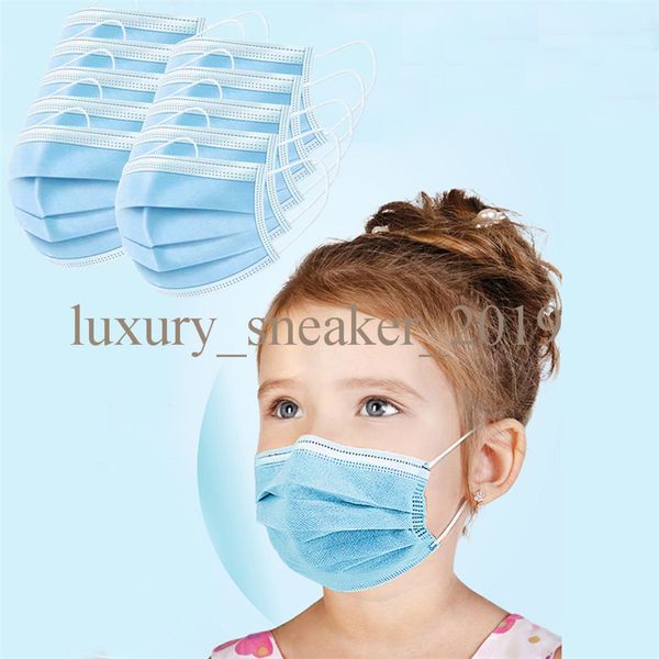 

profession 50pcs/lot kids' size disposable mask 3-ply non-woven breathable boys girls face mask blue anti-dust earloop proof cover part