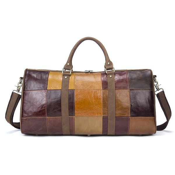 

womens designer luggage duffle bag womens fashion genuine leather multicolor large capacity cylindrical travel bag handbag capricorn1978