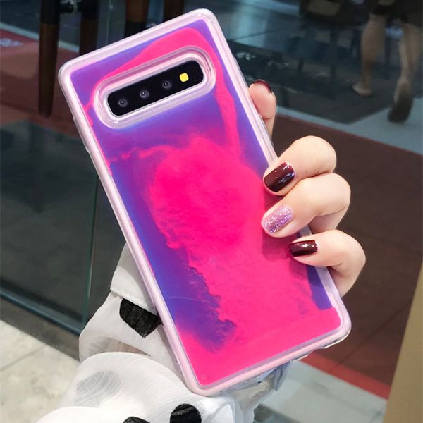 

Мода Светящийся неоновый Sand Обложка для Samsung Galaxy S10 Plus Примечание 10 Pro iphone 11 Pro Макс