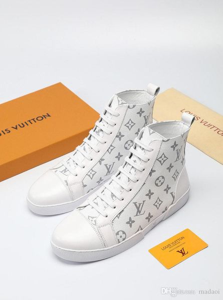 

20fw 2019 mens designers trainers high men shoes canvas men casual shoes autumn winter male footwear patchwork yetc7, Black
