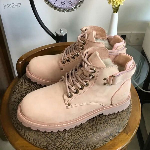 

new genuine leather leisure martin boots vintage female lace-up short boots muffin bottom plus velvet thick warm cotton boots winter booties, Black