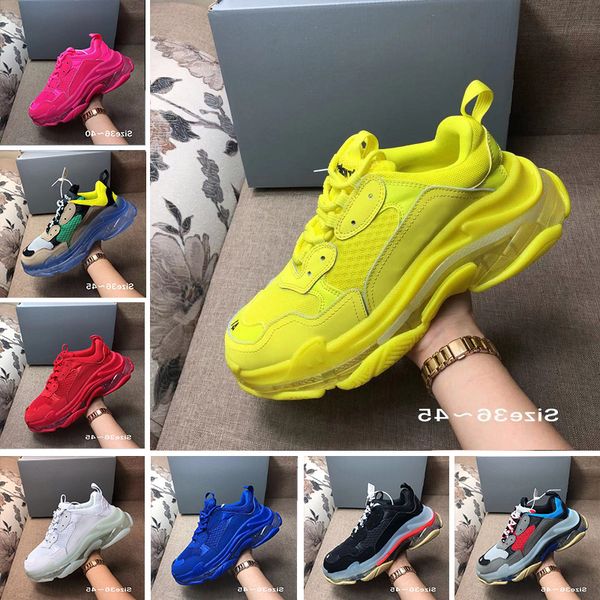 

с box top дизайнер 17fw тройной s добавляет clear bubble midsole кроссовки мужские женщин неон зеленый роскоши растет марка повседневный пап