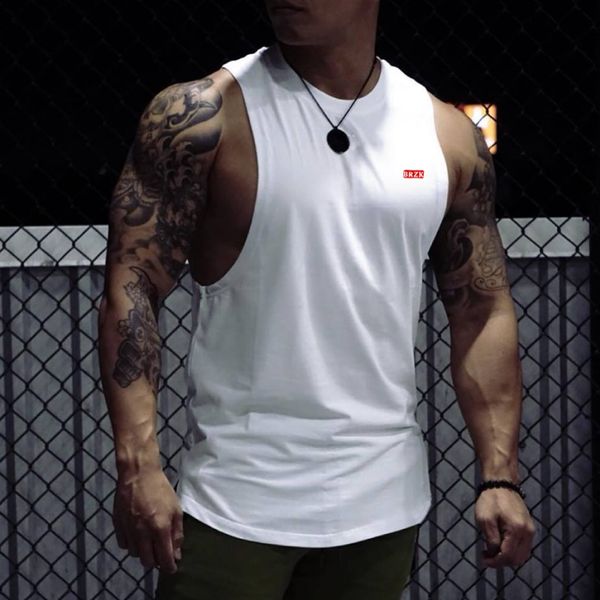 

men' rips longline vest step hem extreme racer back singlet, White;black