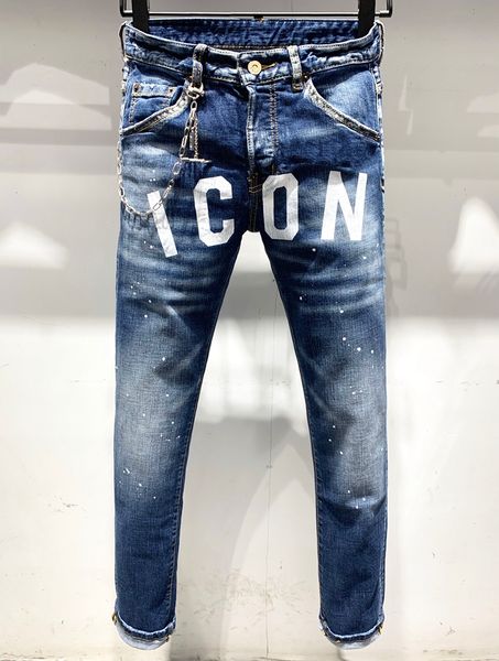 

Мужские дизайнерские джинсы H826 2019 с принтом букв Мужские дизайнерские джинсы европейские и американские рваные джинсы Размер 28-38