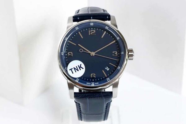 

tnk factory automatic machinery cal.4302 movement diameter 41mm calfskin watchband sapphire crystal glass porcelain crystal dial leisure man, Slivery;brown