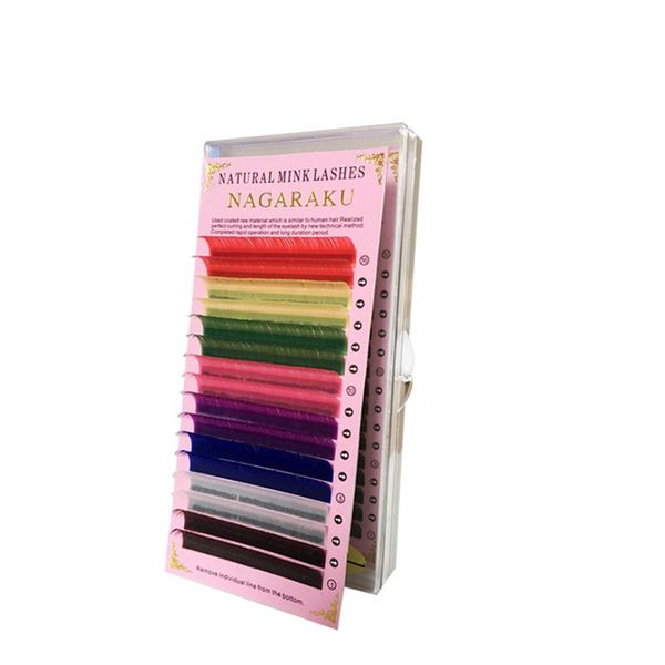 

rainbow colored mink eyelash extension faux mink color eyelashes colorful false eyelash 16 rows 8 colors rra704