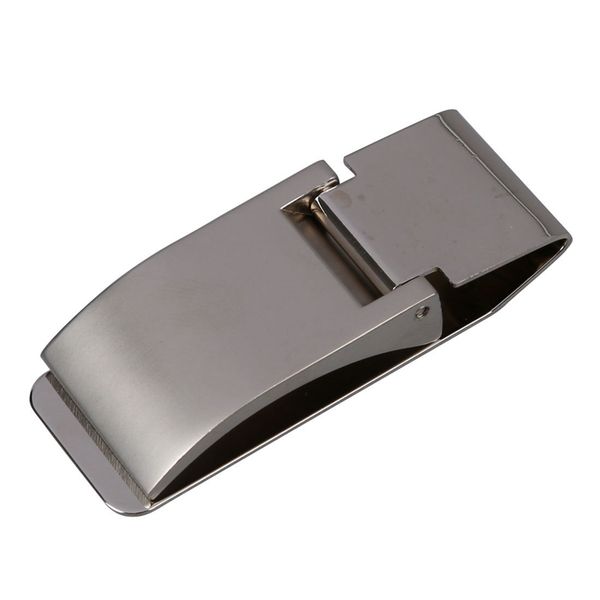 

silver tone stainless steel slim money cash bill clip holder, Black