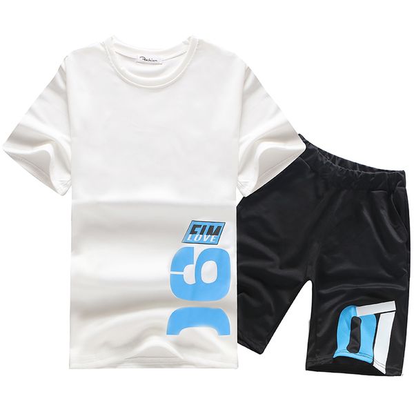 

2020 men summer tracksuit fitness summer print t shirts and shorts men's suit 2 pieces clothing sets, Gray
