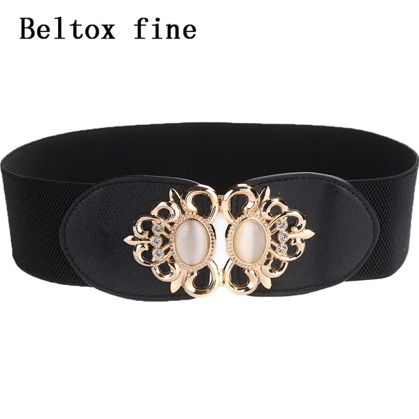 

womens fashion wide elastic waist with gems retro cinch belt ladies stretch cummerbund girls cinto feminino c19010301, Black;brown