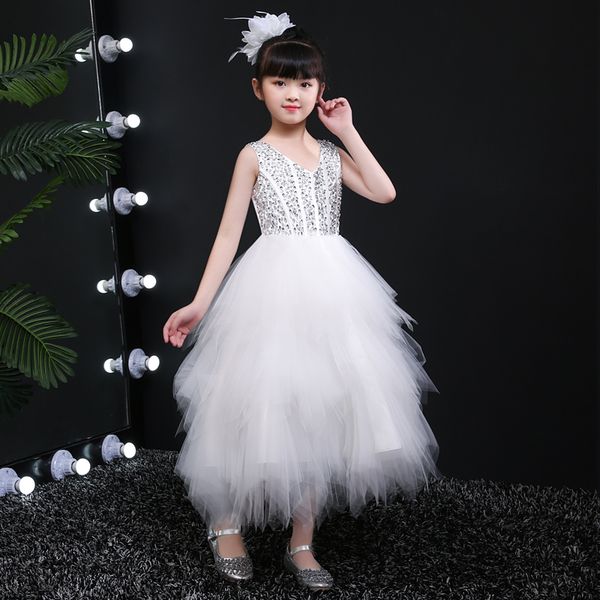 

girl's birthday party dress flower girl's banquet party first eucharist dress sequined bridesmaid wedding, Red