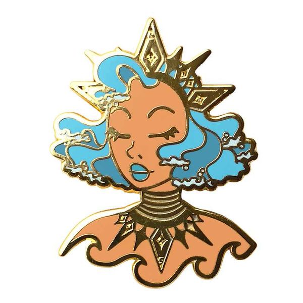 

lady of the sea enamel pin, Gray