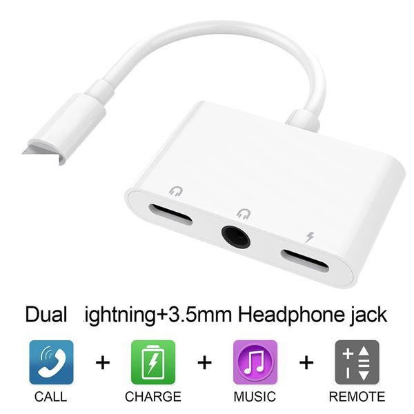 

3 in 1 headphone plitter dual mu ic connector 3 5mm headphone jack audio adapter for iphone
