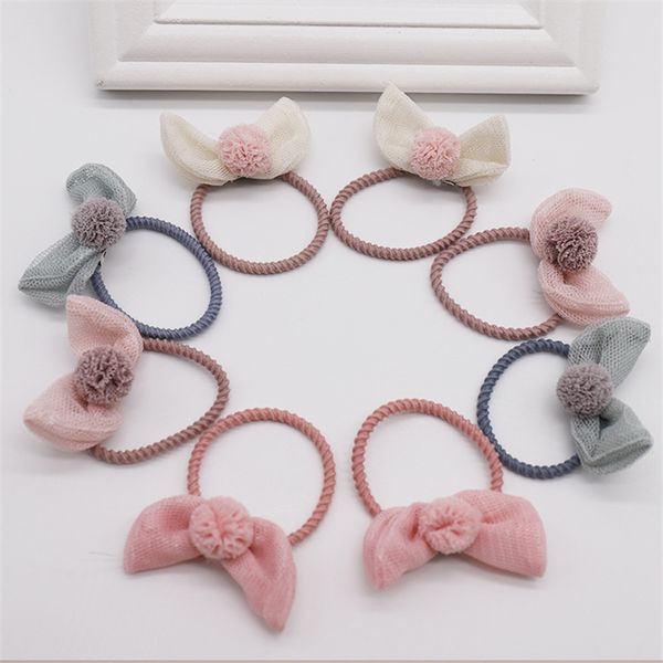 

lovely cat ear gauze bow hair rope simple baby princess high elasticity rubber band girls hair tie accessories, Slivery;white