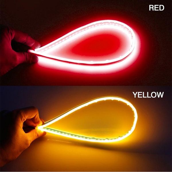 

2pcs 45cm*45cm/60cm*60cm auto drl led daytime running light white turn signal yellow guide strip car decoration lights