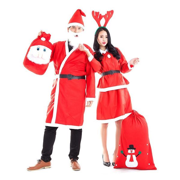 

christmas cosplay costume designer santa claus cosplay costume winter party clothes, Black;red