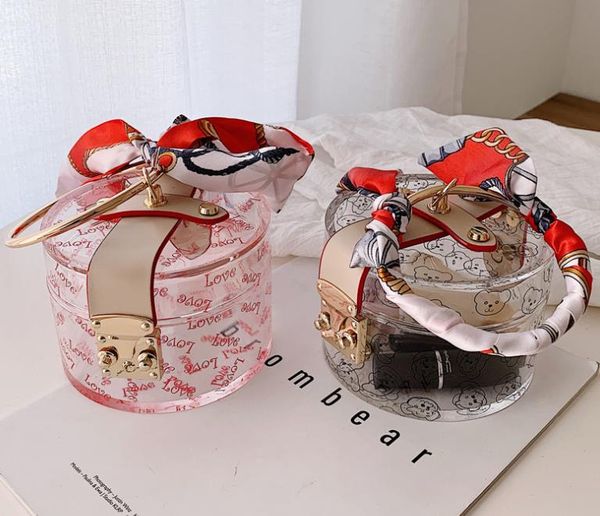 

transparent designer handbags 2020 new fashion scarf wild handbag retro small round bag drop shipping