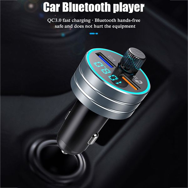 

car bluetooth fm transmitter handscar fast charger dual usb bluetooth 5.0 audio music mp3 player for
