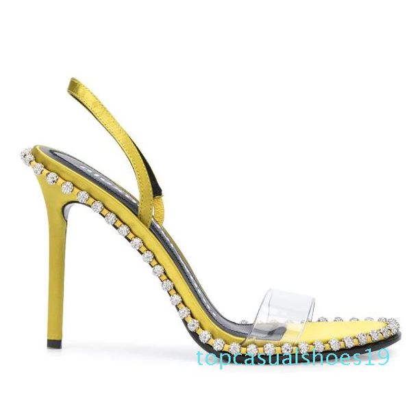 

new nova crystal embellished sandal ladies dress luxury designer sandals slingback 90mm high heels dress shoes size 34 to 40 vbgt t19, Black