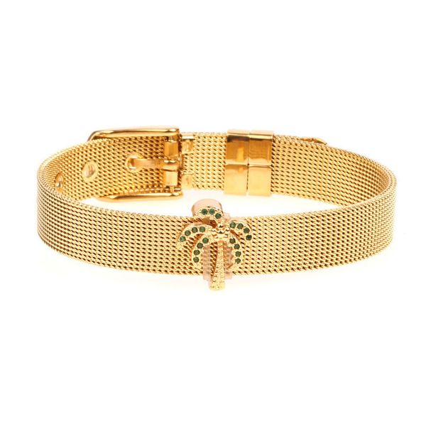 

bangle gold stainless steel mesh watch belt bracelets women coconut tree charm bracelet bangles jewelry gifts couple lovers belts, Black